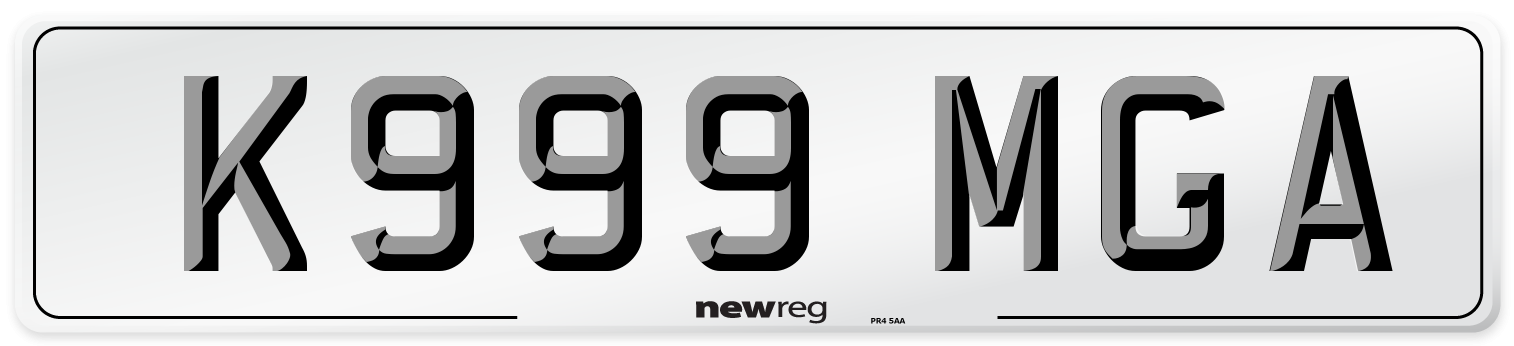 K999 MGA Number Plate from New Reg